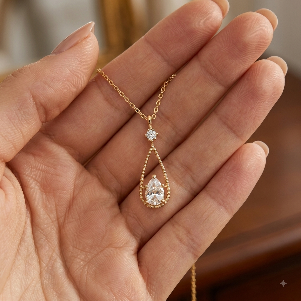 Meera | Elegant Water Drop Pendant Necklace for Women